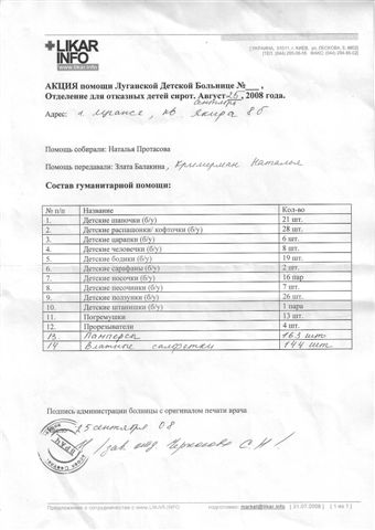 LIKAR.INFUND - помощь брошенным детям в Луганской больнице 3